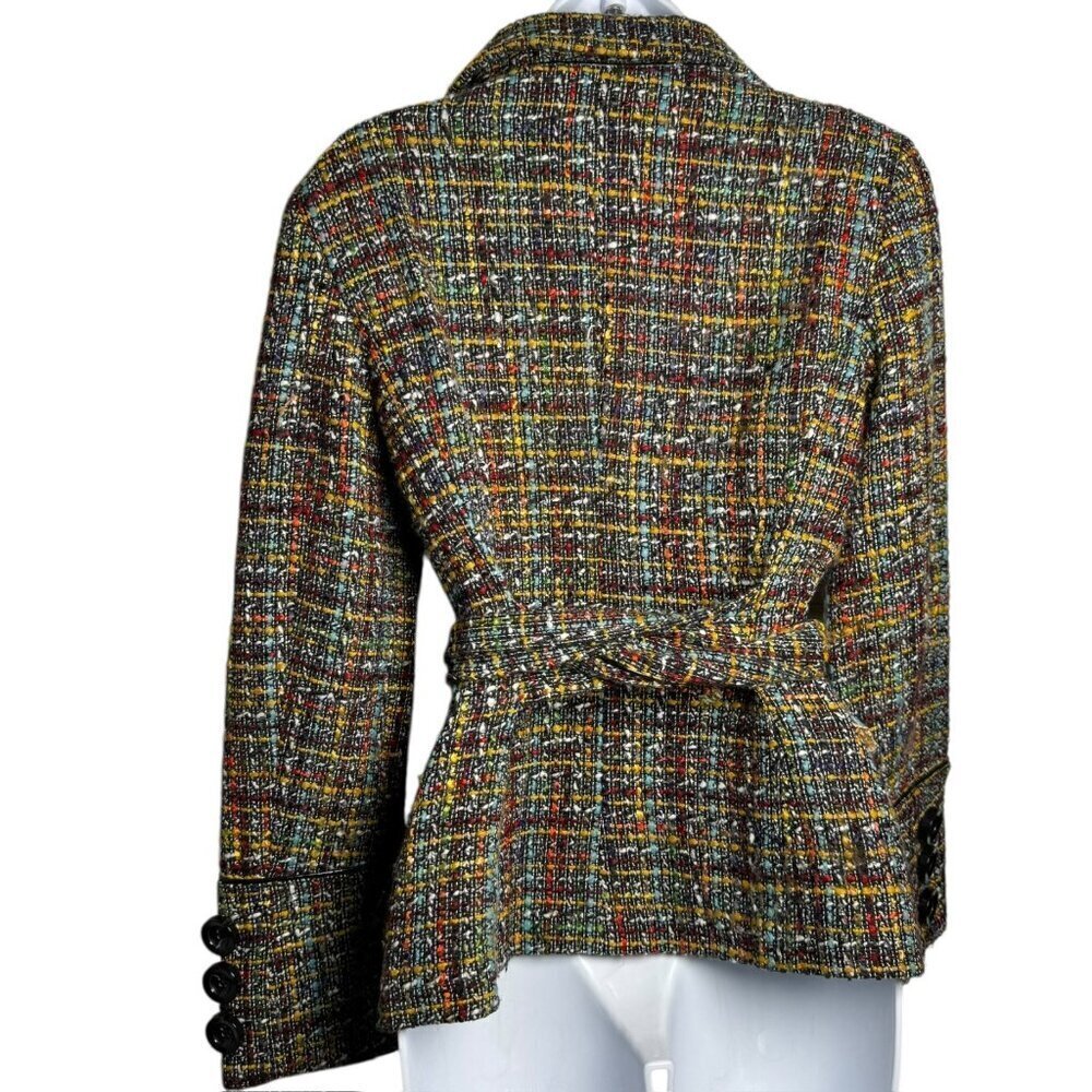 Zara Women’s Multicolor Tweed Belted Jacket Size Medium Made in Spain - Picture 7 of 11